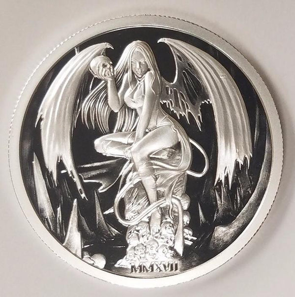 2017 Temptation of the Succubus - Proof Finish by Pheli Mint, 2oz .999 Fine  Silver Round