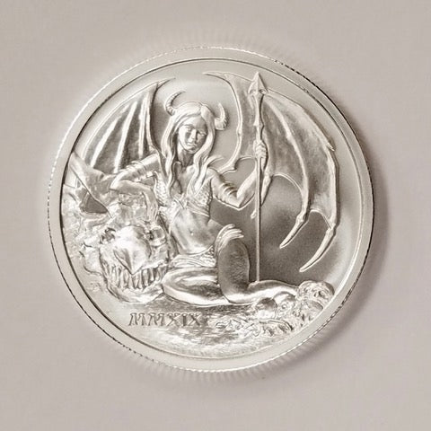 2019 Temptation of the Succubus - BU Finish by Pheli Mint, 2oz .999 Fine  Silver Round