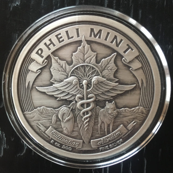 2018 Temptation of the Succubus - Antique Finish by Pheli Mint, 2oz .999  Fine Silver Round